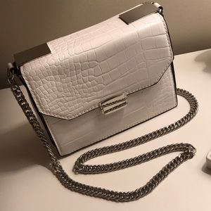 Zara Mini White Faux Croc Purse